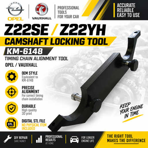 Opel / Vauxhall Z22SE Z22YH Camshaft Locking Tool – KM-6148 Timing Chain Alignment | STL 3D Print