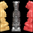 preview5.png Mayan statue with jaguar head stl 3D print model