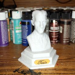 IMG_0891.JPG Free STL file Nikola Tesla Bust with Base and Name Plate・Template to download and 3D print