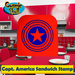 Captain-America-Shield-Sandwich-Stamp.png Archivo STL Sello de bocadillo del Escudo del Capitán América・Diseño para descargar y imprimir en 3D