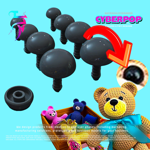 Amigurumi Baby Doll Eyes - With Lock Mechanism - 3D model önizlemesi