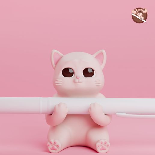 Sujeta Plumas Gato Lindo | Adorno De Escritorio Con Gatito | Soporte Para Bolígrafos Decorativo Plástico