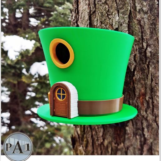 002.jpg Fichier STL Maison d'oiseau "chapeau de lutin・Objet imprimable en 3D à télécharger, PA1