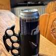 IMG_7921.jpeg Beer can holder with brass knuckles handle - The perfect companion for cool guys