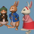 rend.png Archivo STL Peter Rabbit con Benjamin Bunny y Lily Bobtail・Modelo para descargar e imprimir en 3D