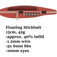 Floating-stickbait.jpg STL file Heavy duty saltwater fishing lures collection (popper, stickbait, chisel lure))・3D printer model to download