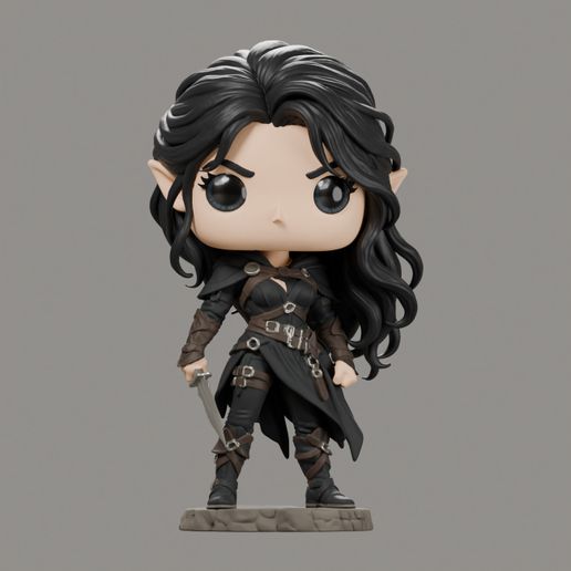 Moonfall — Raeve | Black Hair & Blue-Grey Eyes Funko-Style Warrior STL & 3 Editions