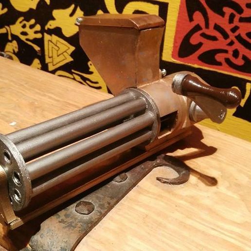 Small rotating, shell ejecting gatling gun 3D model