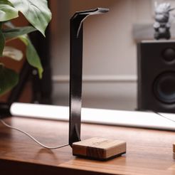 3LR-2.jpg Free STL file Headphone holder + Wireless smartphone charger・3D print design to download