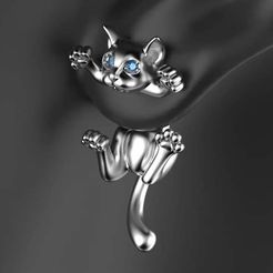 angry-cat-pic-001.jpg STL file cat earring・3D printer design to download