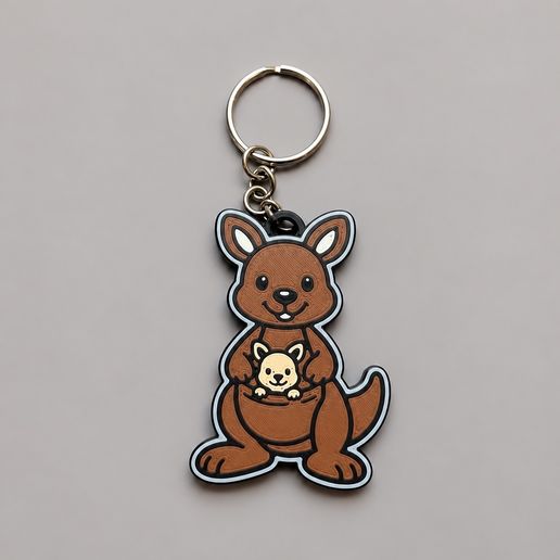 cute kangaroo and its little baby keychain