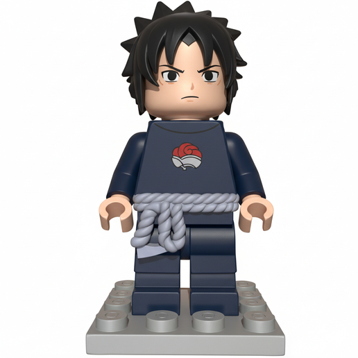 Sasuke Uchiha - LEGO Minifigure Style 3D Model | Premium Anime Character