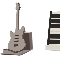 E_Guitar_Piano_Key_PS_Bundle.png Electric Guitar and Piano Keys Shaped Phone Stand Bundle- Instant Download - No Supports Needed