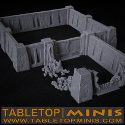 TABLETOP|AMAINIS WWW. TABLETOPMINIS.COM STL-Datei Modulare beschädigte Betonwände herunterladen • 3D-Drucker-Vorlage, TableTopMinis