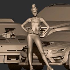 aa.jpg OBJ file 4x1 SPECIAL // 3 Cars + 1 Sporty Girl・Model to download and 3D print
