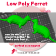 Ferret-low-poly.png Ferret decor / Wall decor / ferret figure / low poly ferret /gift for ferret lover / magnet /cake topper and more