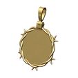 Crown-Halo-Barb-wire-round-pendant-04.jpg Pendentif rond en fil de fer barbelé avec attache Modèle d'impression 3D