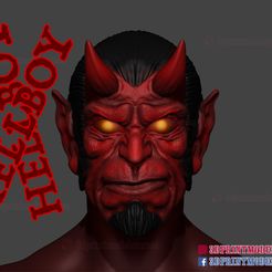 hellboy_mask_cosplay_3dprint_01.jpg Archivo 3D Hellboy Mask Cosplay Halloween Full Face Helmet Modelo de impresión en 3D・Objeto imprimible en 3D para descargar