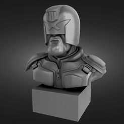 Bust-of-Judge-Dredd-render.png STL file Bust of Judge Dredd・Design to download and 3D print