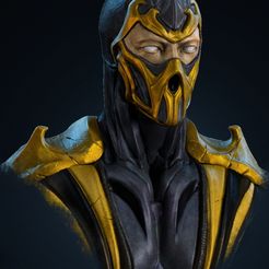 scorpion-render.jpeg Archivo STL scorpion-bust (mortal kombat )・Diseño para descargar y imprimir en 3D