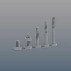 M6-x1.5-10mm-50mm.jpg Archivo 3D gratis Bulones M6 x1.5 de 10mm a 50mm y tuerca・Modelo de impresión 3D para descargar