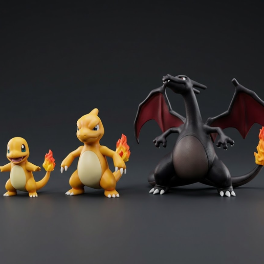 Shiny Charmander Evolution Line — Charmander, Charmeleon & Charizard