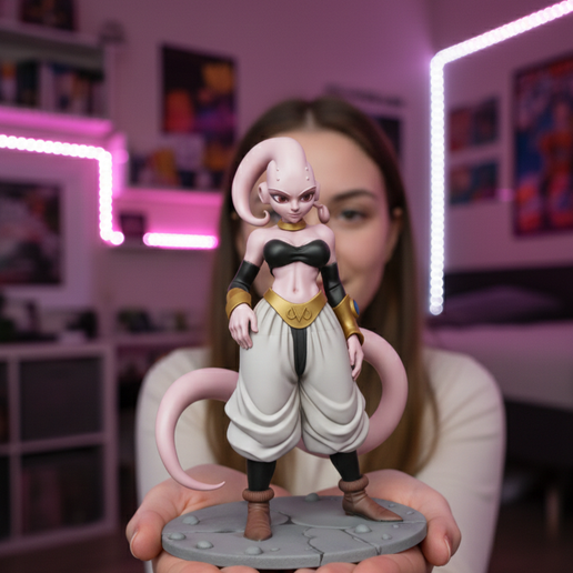 Pink Demon Girl 3D Printable STL File | Alien Fighter Miniature | Anime Monster Female Figure