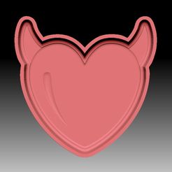 HeartWithHorns-VACUUM-PIECE.jpg STL file HEART WITH HORNS BATH BOMB MOLD・3D printer design to download