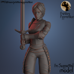 Sword-sister-2-hand-sword.png Archivo STL Espada Hermana Espada de 2 manos | Miniatura con soporte previo | 30mm | ¡50% de descuento con Patreon!・Plan para descargar y imprimir en 3D