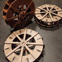 moulinv2.jpg SVG file Roue a aubes de moulin / Water mill wheel / medium or plywood 3mm・3D print design to download