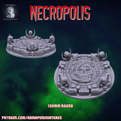 necro-1.png STL file Necropolis 130mm base (Pre-supported)・Template to download and 3D print