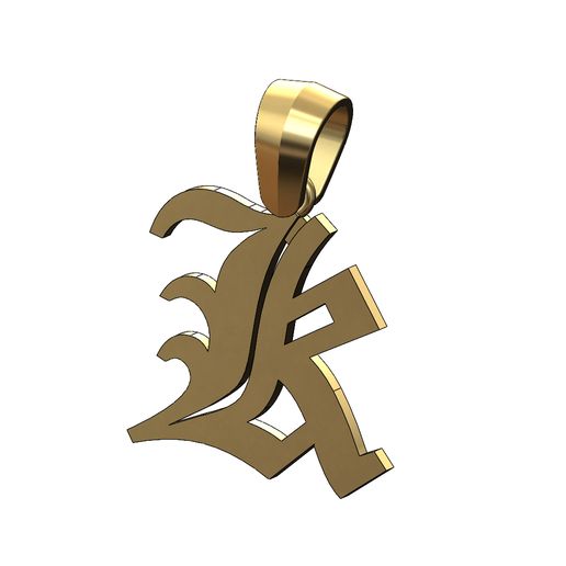 STL file K gothic old english initial pendant charm bail 3D print model ...