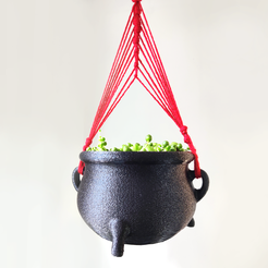 cauldron-hanging-square.png STL-Datei Pflanztopf in Kesselform - mit oder ohne Ablauflöcher - hängend oder untertassenförmig・Modell zum Herunterladen und 3D-Drucken