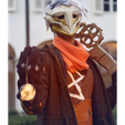 Arcane Ekko Fireflight Mask Hoverboard and Mace for Cosplay