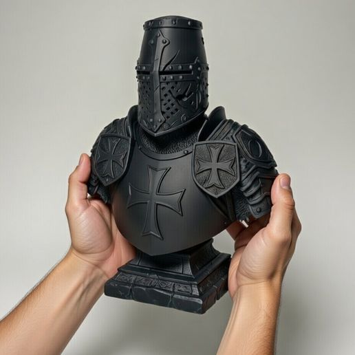 Knight Bust 3D Print STL File , Crusader Bust STL , Crusader Helmet , Figurine Stl