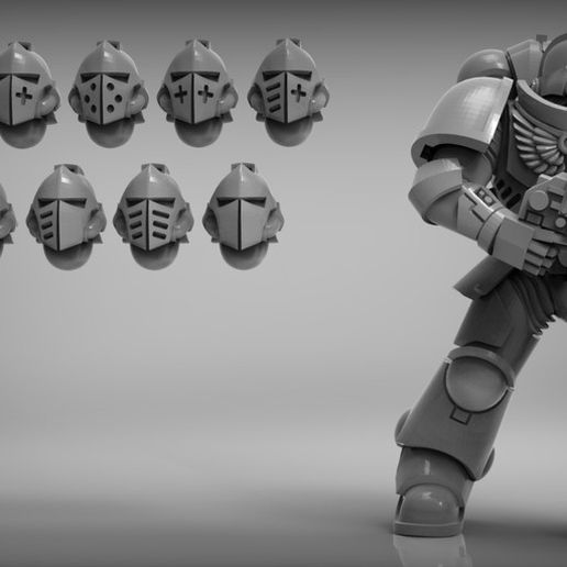 sci-fi Knight helmets - thankyou for 1000 followers! 3D model