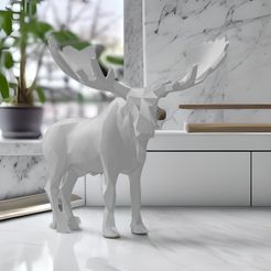 HJJKL.jpeg STL file Low Poly Moose・3D printable model to download