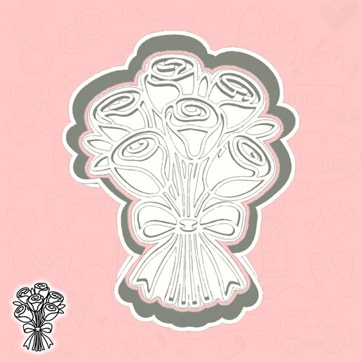 Wedding Day cookie cutters - bouquet of roses (style 1)
