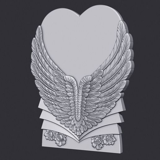 👼 Angel Wings and Heart Memorial 3D Model・ STL File for 3D printing and ...