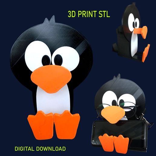 Multi functional Stationery Penguin Desk Organizer - Phone Stand - Glasses Holder- Key Hanger - Pen holder 3D model