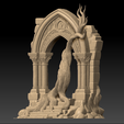 758yut.png Ancient Gothic Archway Entwined with Tree – Free 3D Printable Sculpture