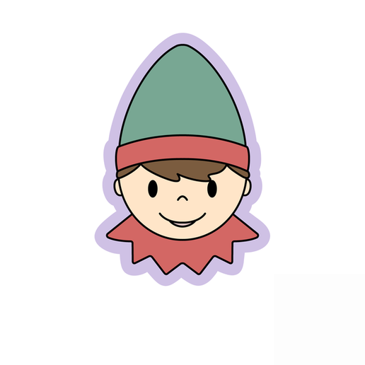 Cute Elf Face Cookie Cutter STL – Christmas Elf Head 2 Inch 3D Print File