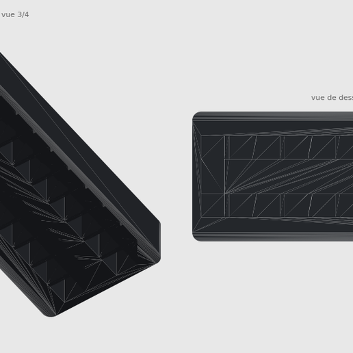 1/4 inch socket block 130 mm - 20 blind square pockets 10.4 mm, two rows of ten