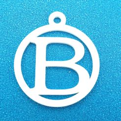 BInitialRoundGiftTag3DPrintPhoto1.jpg Archivo STL B - Etiqueta de regalo redonda con inicial・Objeto imprimible en 3D para descargar