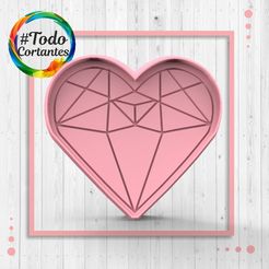 2643-Corazón-geomérico-relieve.69.jpg Download STL file Valentine's Day Cutter • 3D printing object, juanchininaiara