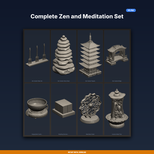 Complete Zen and Meditation Set - 8-Model STL Bundle