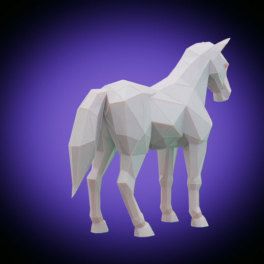 Horse_back.png Low-Poly Standing Horse – Minimalist Stylized 3D Animal Model