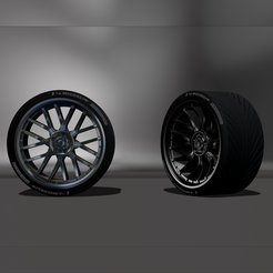 0.png 3D file Realistic Michelin sports tire and alloy wheel, STL - OBJ file, four versions・3D printing idea to download