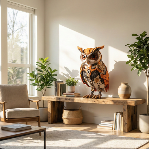 Steampunk Owl 3D Printable STL File | Mechanical Bird Miniature | Clockwork Animal Figure | Digital Download