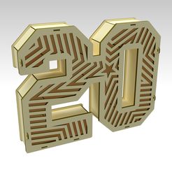 20_modelo-3d_Tapa-Estrella_render-01.jpeg 3D file 3D Number 20 Gift Box Design For Laser Cut & CNC Router・3D printer design to download, aviomac
